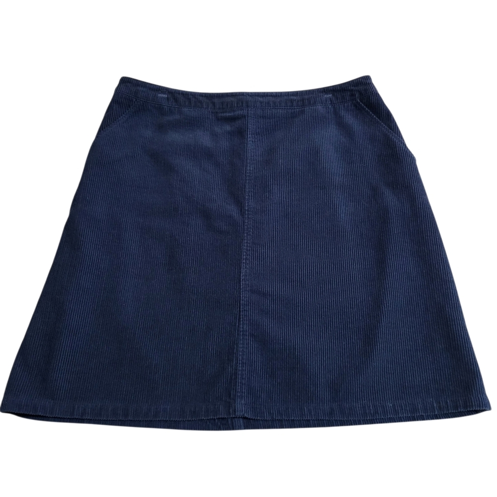 Seasalt Cornwall Dovetail Corduroy Skirt 12 Blue Organic Cotton Pockets Preppy